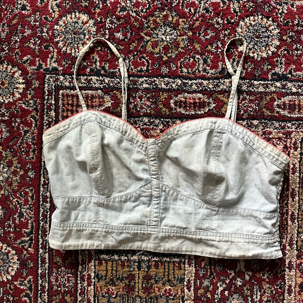 American Eagle Outfitters Chambray Crop Top